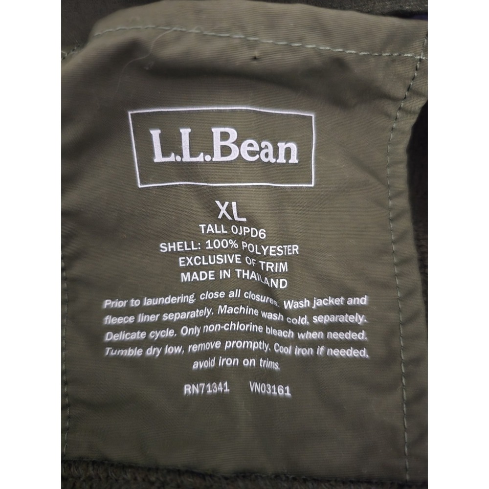 L.L. Bean Mens Fleece Jacket Side Pocket Full Zip Long Sleeve Green Size XL Tall - Picture 4 of 5